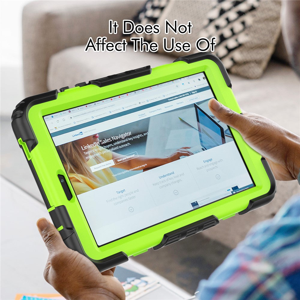 For Lenovo Tab M8 (4th Gen) 2024 TB-301XU / M8 (4th Gen) 2023 TB-300FU Silicone+PC Case Kickstand with PET Screen Film - Black+Lime PC