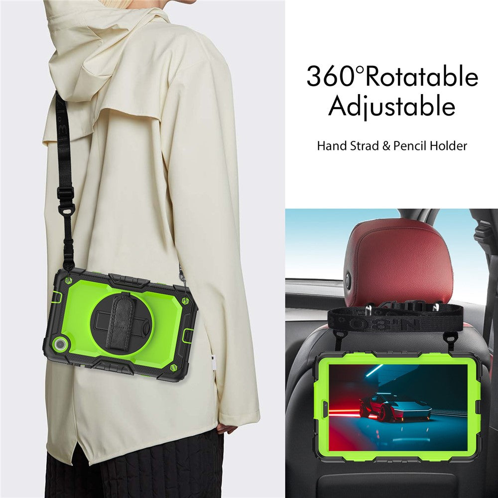 For Lenovo Tab M8 (4th Gen) 2024 TB-301XU / M8 (4th Gen) 2023 TB-300FU Silicone+PC Case Kickstand with PET Screen Film - Black+Lime PC