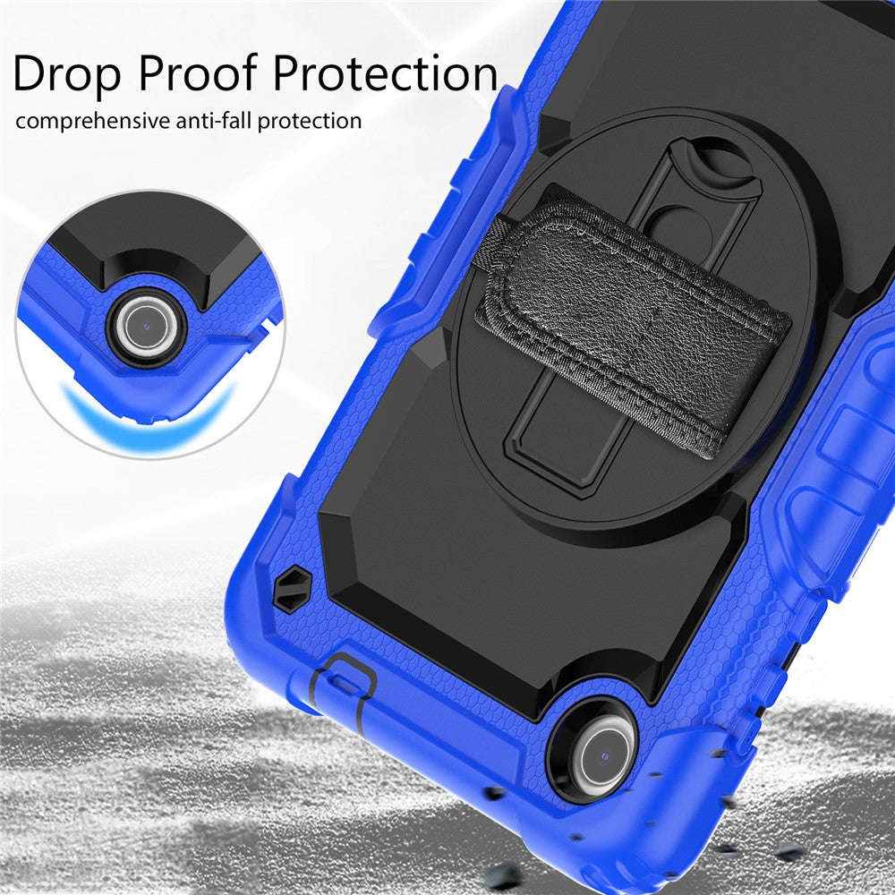 For Lenovo Tab M8 (4th Gen) 2024 TB-301XU / M8 (4th Gen) 2023 TB-300FU Silicone+PC Case Kickstand with PET Screen Film - Dark Blue