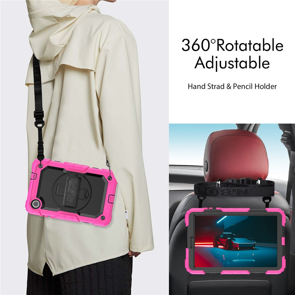 For Lenovo Tab M8 (4th Gen) 2024 TB-301XU / M8 (4th Gen) 2023 TB-300FU Silicone+PC Case Kickstand with PET Screen Film - Rose