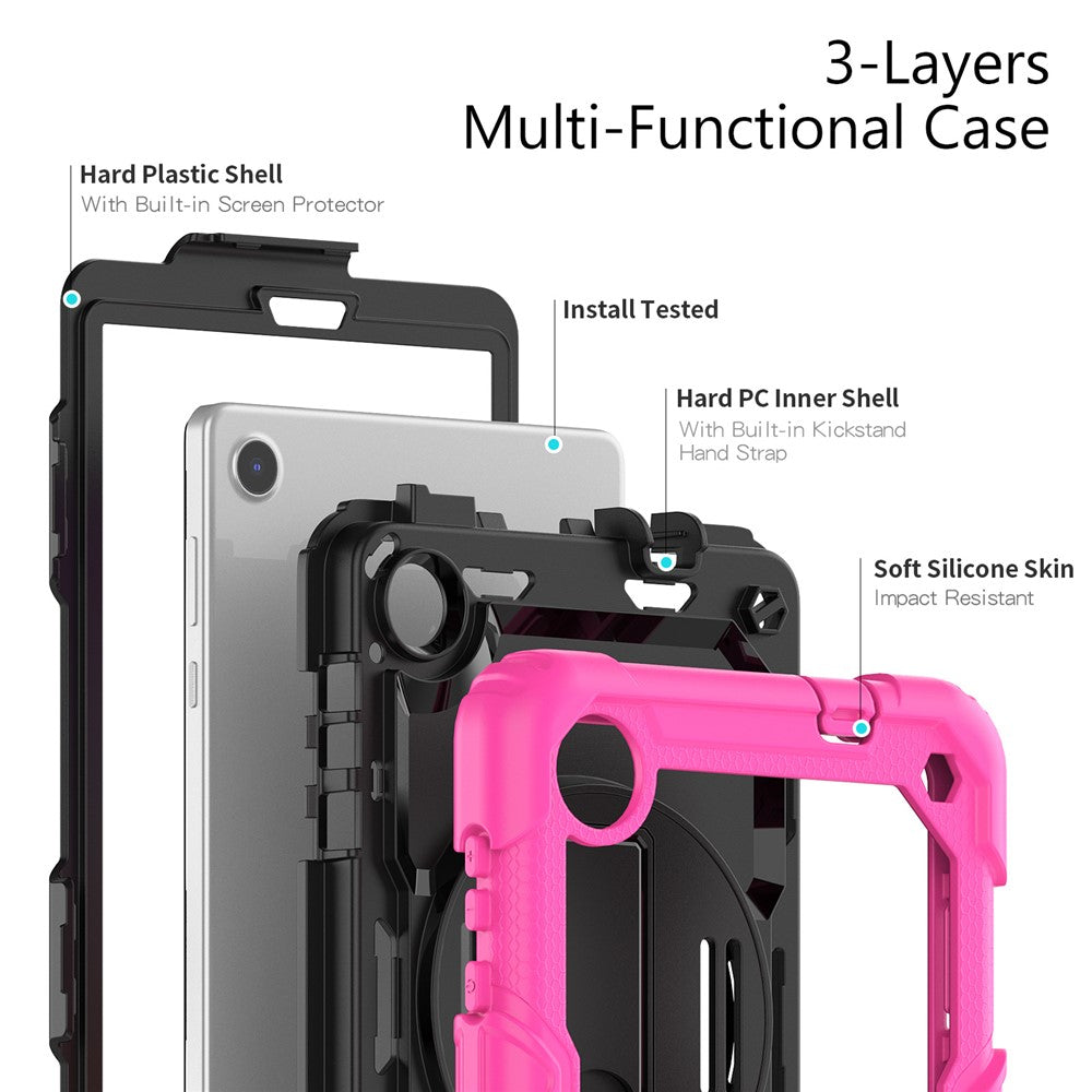 For Lenovo Tab M8 (4th Gen) 2024 TB-301XU / M8 (4th Gen) 2023 TB-300FU Silicone+PC Case Kickstand with PET Screen Film - Rose