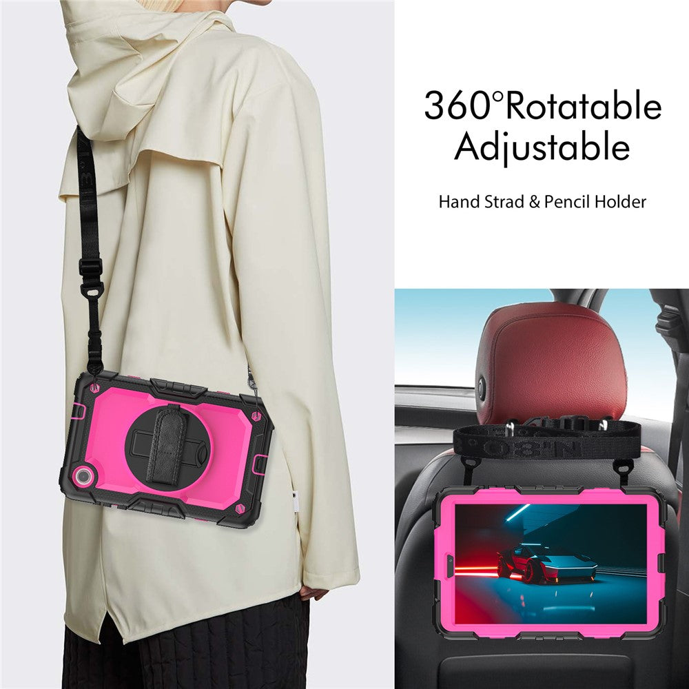 For Lenovo Tab M8 (4th Gen) 2024 TB-301XU / M8 (4th Gen) 2023 TB-300FU Silicone+PC Case Kickstand with PET Screen Film - Black+Rose PC