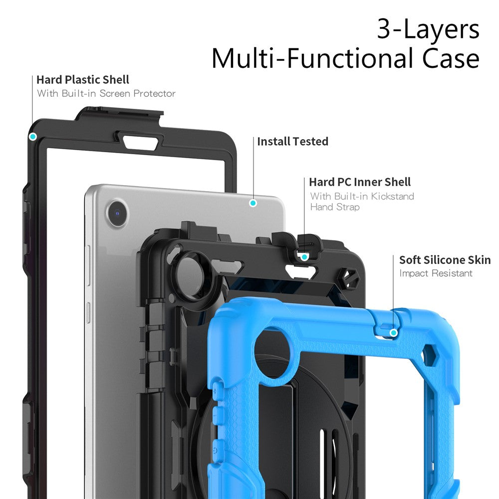 For Lenovo Tab M8 (4th Gen) 2024 TB-301XU / M8 (4th Gen) 2023 TB-300FU Silicone+PC Case Kickstand with PET Screen Film - Baby Blue