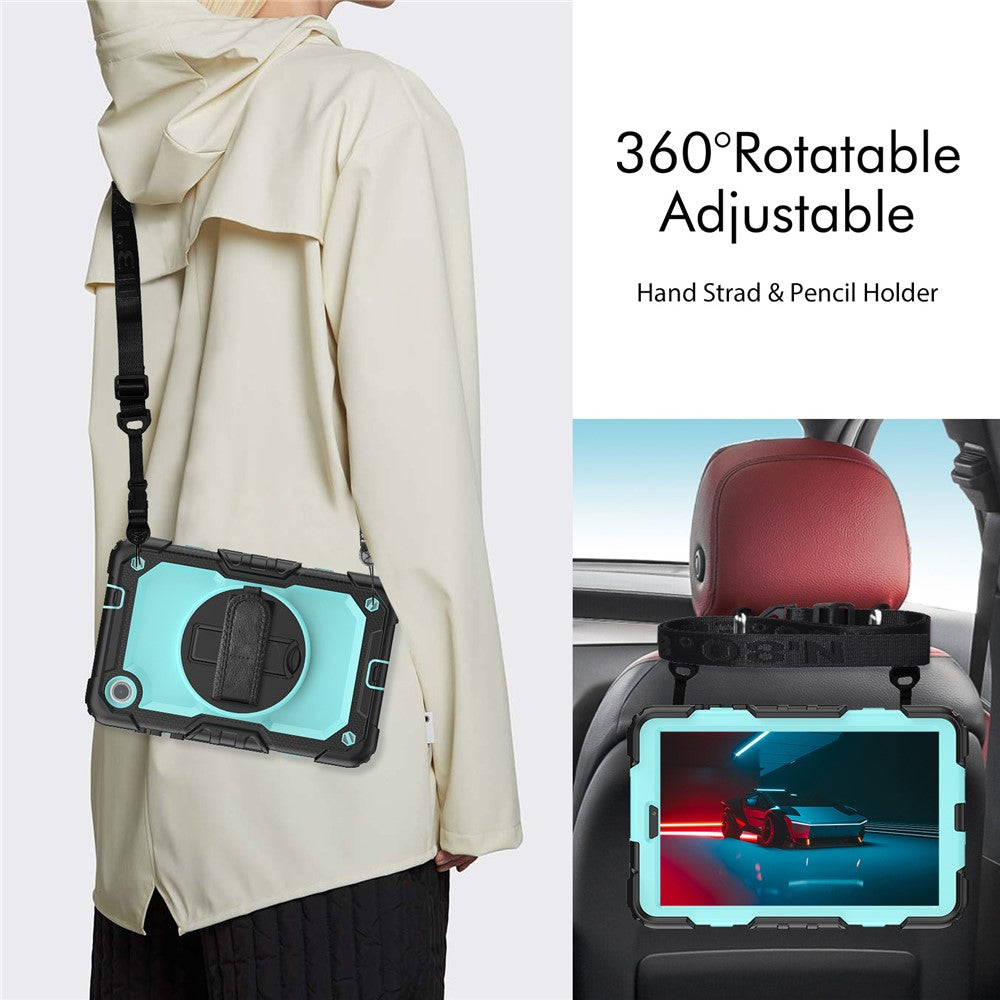 For Lenovo Tab M8 (4th Gen) 2024 TB-301XU / M8 (4th Gen) 2023 TB-300FU Silicone+PC Case Kickstand with PET Screen Film - Black+Baby Blue PC