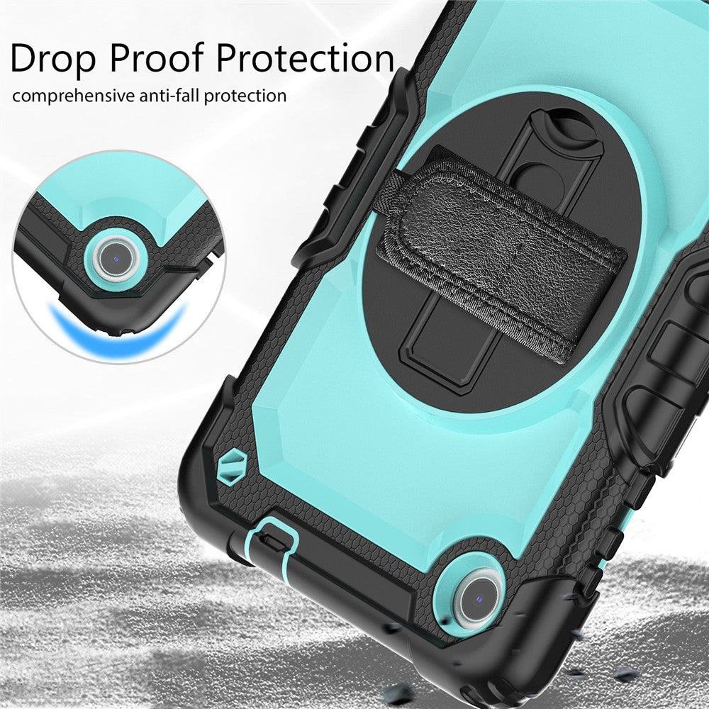 For Lenovo Tab M8 (4th Gen) 2024 TB-301XU / M8 (4th Gen) 2023 TB-300FU Silicone+PC Case Kickstand with PET Screen Film - Black+Baby Blue PC