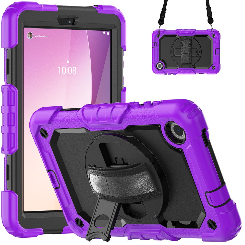For Lenovo Tab M8 (4th Gen) 2024 TB-301XU / M8 (4th Gen) 2023 TB-300FU Silicone+PC Case Kickstand with PET Screen Film - Purple