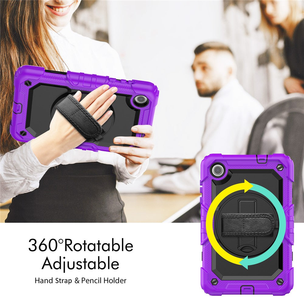 For Lenovo Tab M8 (4th Gen) 2024 TB-301XU / M8 (4th Gen) 2023 TB-300FU Silicone+PC Case Kickstand with PET Screen Film - Purple