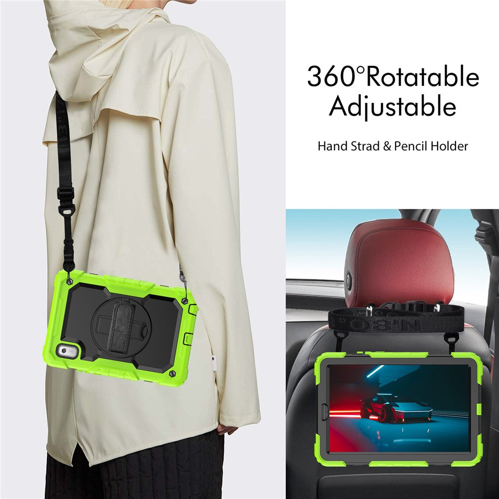 Kickstand Tablet Case for Lenovo Tab M9 / K9 9" TB310 2023 Hand Strap Silicone+PC Tablet Cover with Shoulder Strap PET Screen Film - Lime
