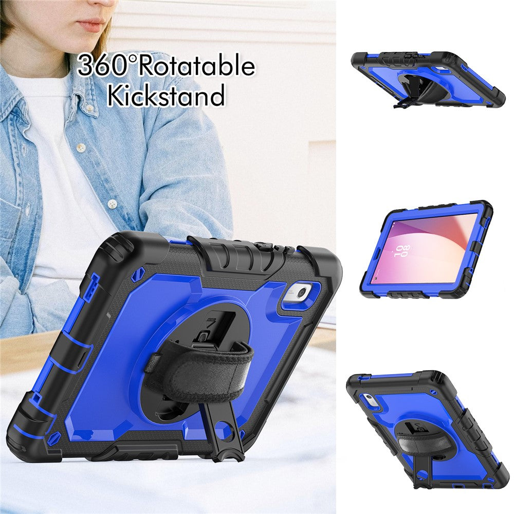 Kickstand Tablet Case for Lenovo Tab M9 / K9 9" TB310 2023 Hand Strap Silicone+PC Tablet Cover with Shoulder Strap PET Screen Film - Black+Dark Blue PC