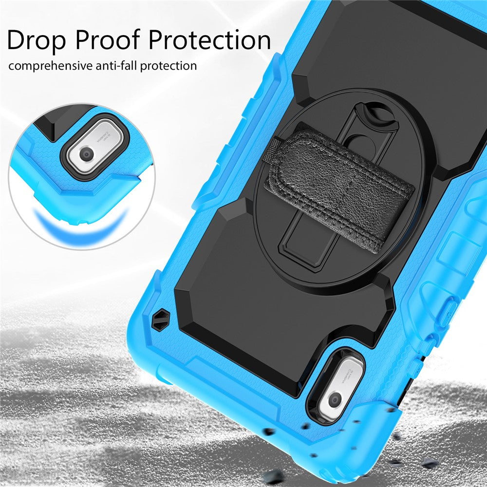 Kickstand Tablet Case for Lenovo Tab M9 / K9 9" TB310 2023 Hand Strap Silicone+PC Tablet Cover with Shoulder Strap PET Screen Film - Baby Blue