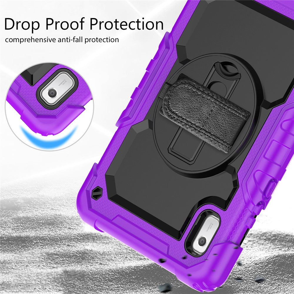 Kickstand Tablet Case for Lenovo Tab M9 / K9 9" TB310 2023 Hand Strap Silicone+PC Tablet Cover with Shoulder Strap PET Screen Film - Purple
