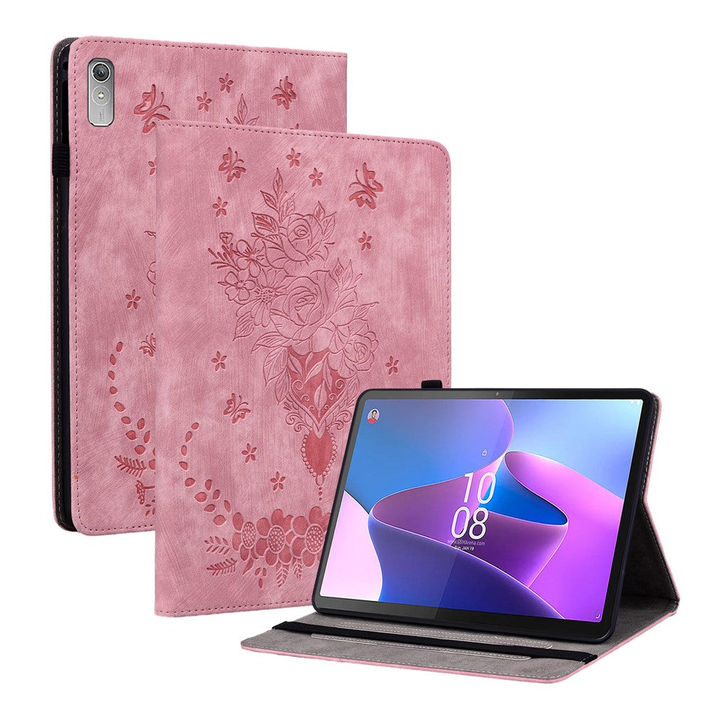 For Lenovo Tab P11 Gen 2 11.5" Card Holder Tablet Case Imprinted PU Leather Tablet Cover with Stand - Pink