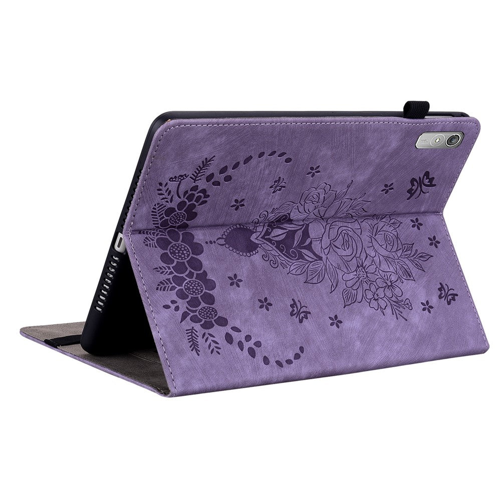 For Lenovo Tab P11 Gen 2 11.5" Card Holder Tablet Case Imprinted PU Leather Tablet Cover with Stand - Purple