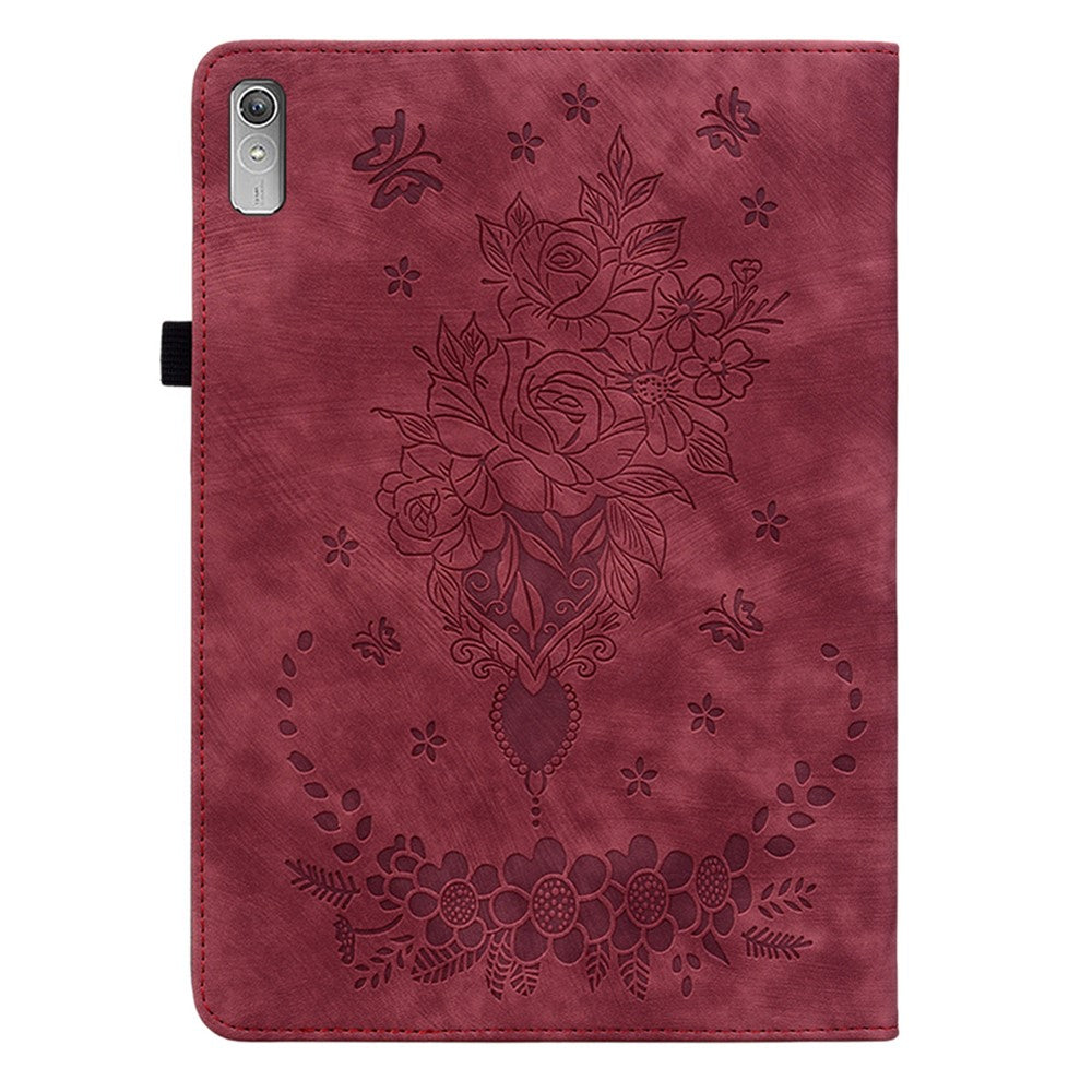 For Lenovo Tab P11 Gen 2 11.5" Card Holder Tablet Case Imprinted PU Leather Tablet Cover with Stand - Red
