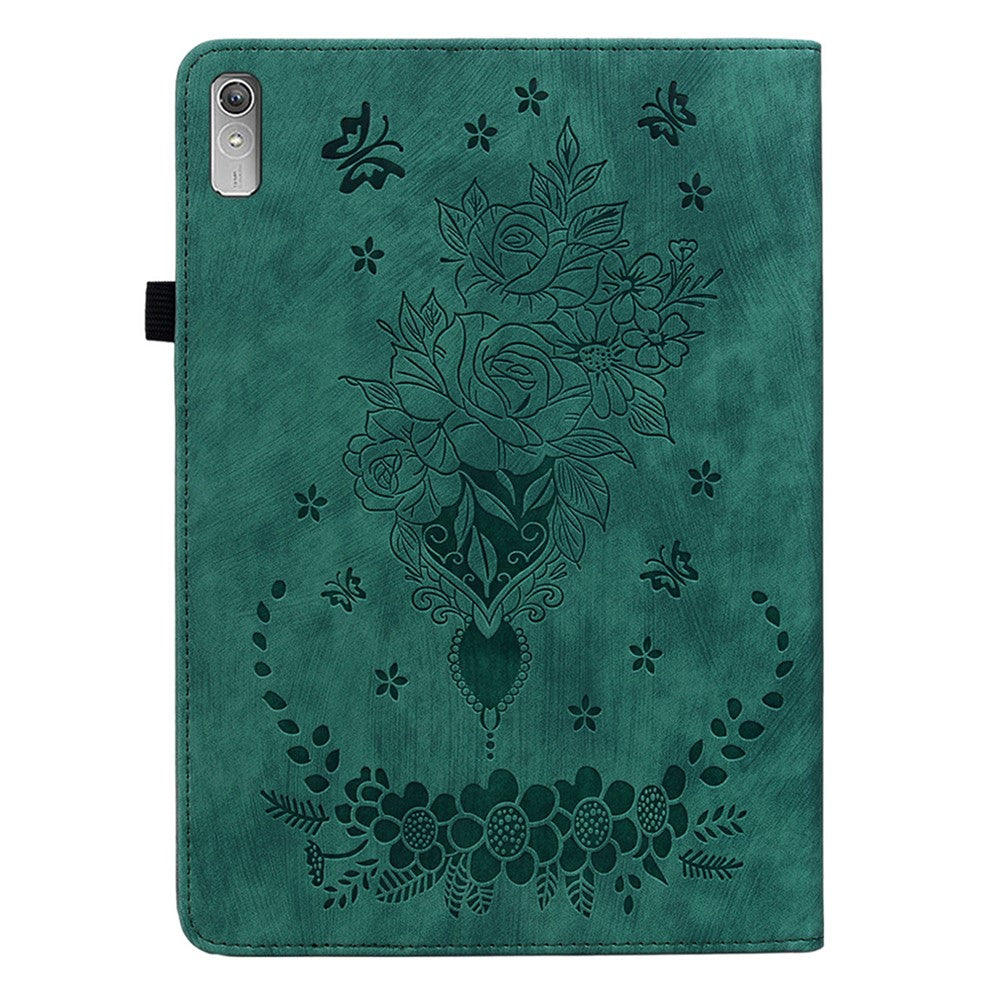 For Lenovo Tab P11 Gen 2 11.5" Card Holder Tablet Case Imprinted PU Leather Tablet Cover with Stand - Green