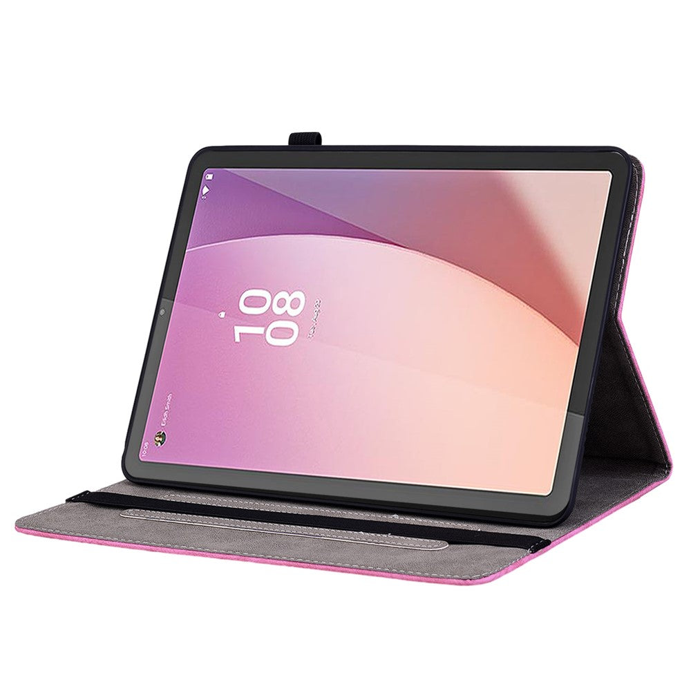 For Lenovo Tab M9 Stand Card Slots Tablet Case Imprinted PU Leather Protective Cover - Rose