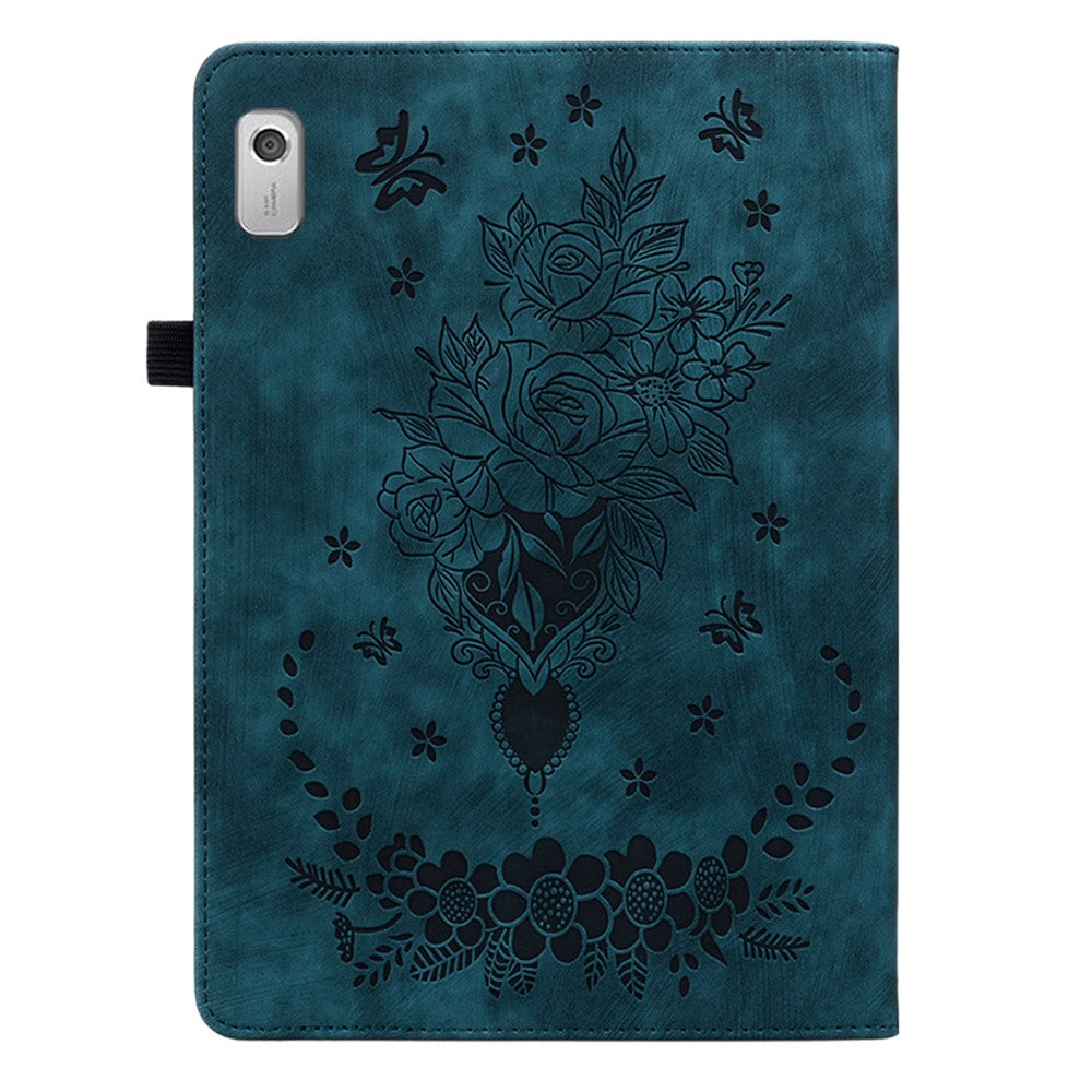 For Lenovo Tab M9 Stand Card Slots Tablet Case Imprinted PU Leather Protective Cover - Blue