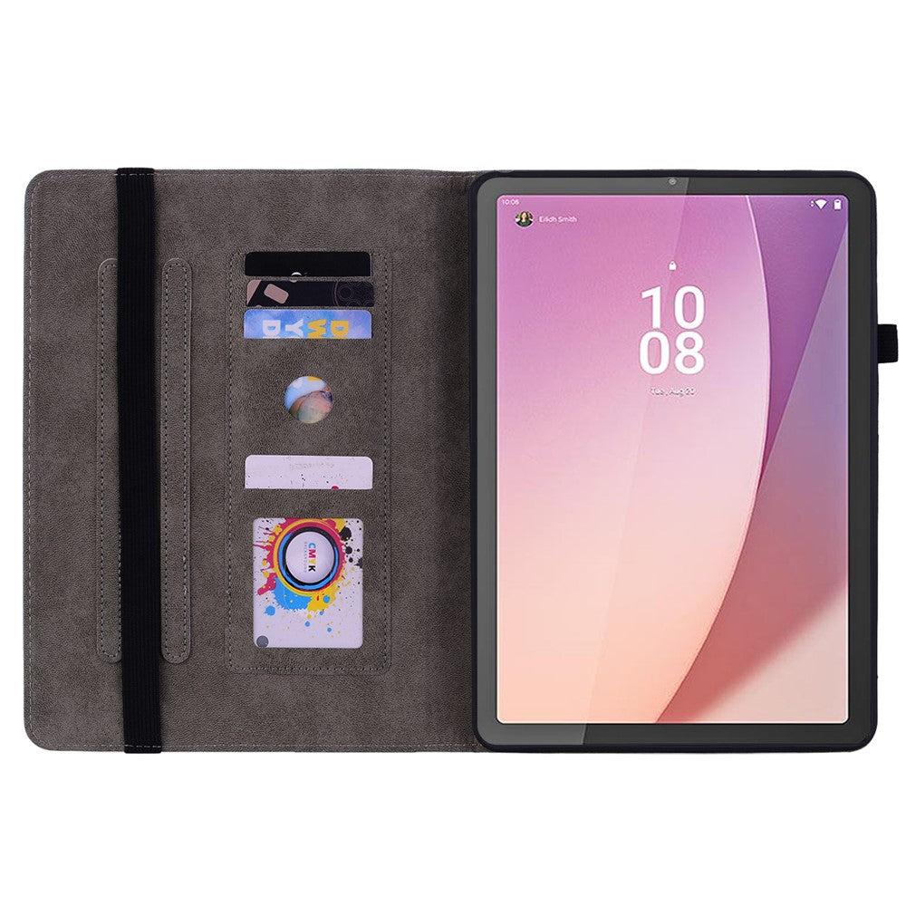 For Lenovo Tab M8 (4th Gen) 2024 TB-301XU / M8 (4th Gen) 2023 TB-300FU Stand Tablet Case Imprinted PU Leather Card Holder Tablet Cover - Rose