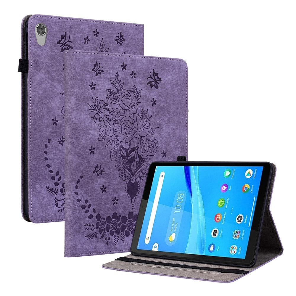 For Lenovo Tab M8 (HD) TB-8505F 8505X 8.0" Imprinted PU Leather Case Stand Tablet Cover - Purple
