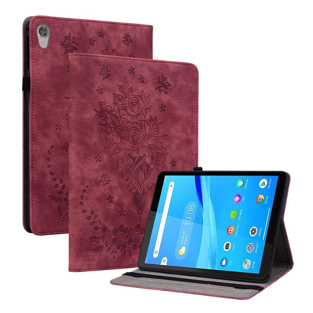 For Lenovo Tab M8 (HD) TB-8505F 8505X 8.0" Imprinted PU Leather Case Stand Tablet Cover - Red