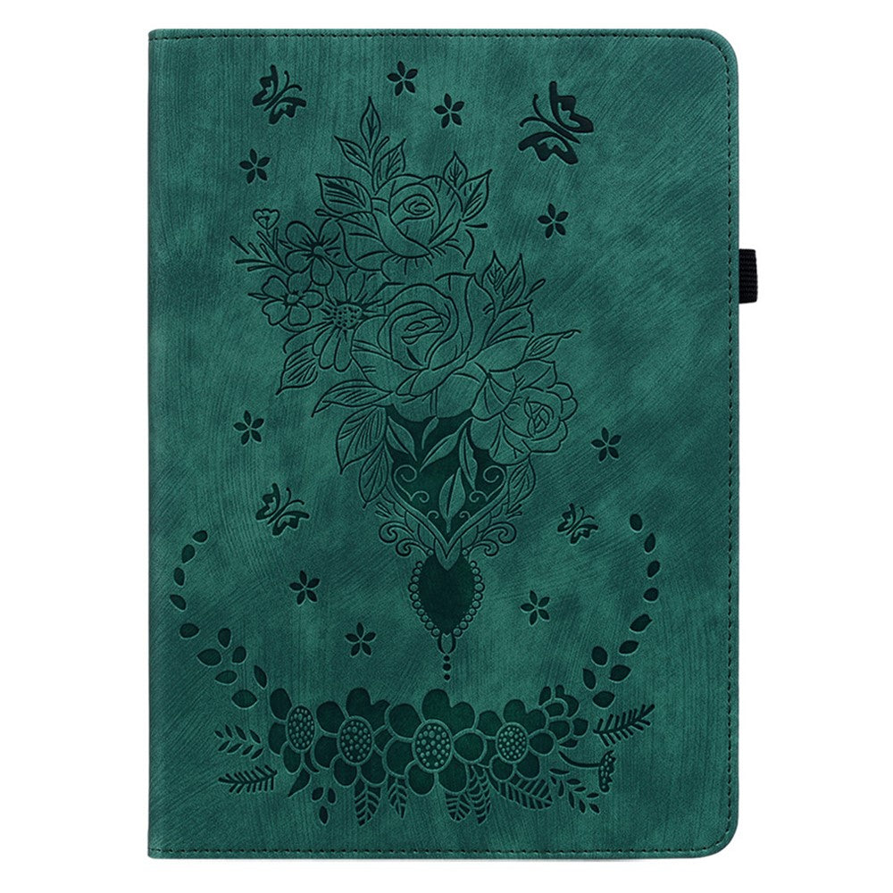 For Lenovo Tab P11 TB-J606F Anti-scratch Imprinted PU Leather Case Stand Tablet Cover with Pen Holder - Green