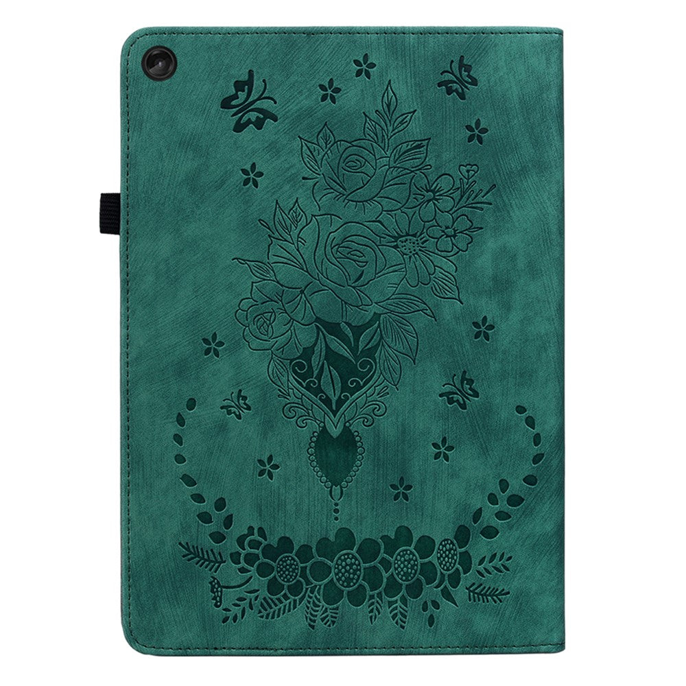 For Lenovo Tab M10 (Gen 3) Shockproof PU Leather Case Imprinted Design Stand Tablet Cover with Pen Holder - Green