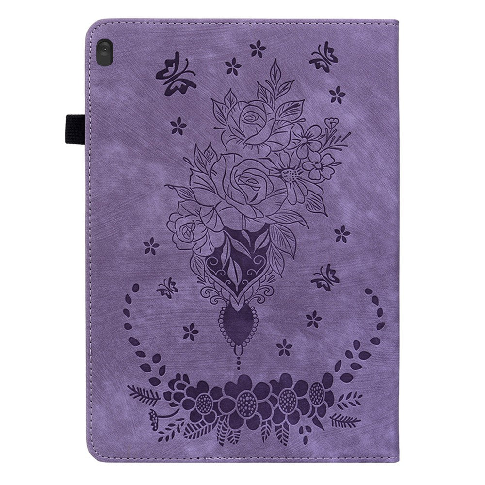 For Lenovo Tab M10 TB-X605L / TB-X605F / Tab M10 HD TB-X505F / TB-X505L Imprinted Stand Cover PU Leather Case - Purple