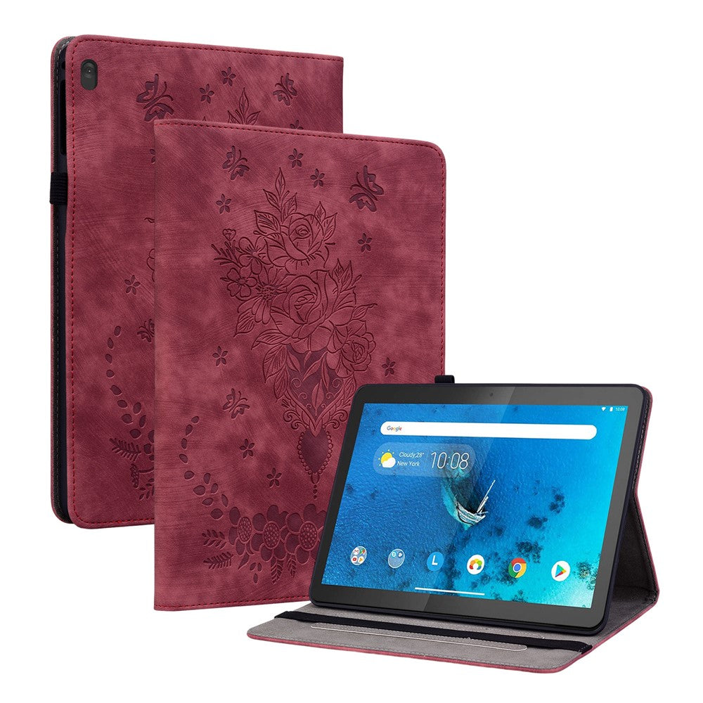 For Lenovo Tab M10 TB-X605L / TB-X605F / Tab M10 HD TB-X505F / TB-X505L Imprinted Stand Cover PU Leather Case - Red