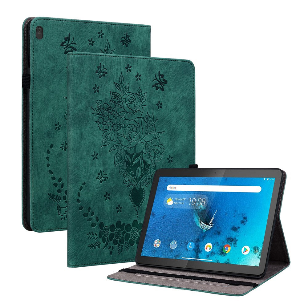 For Lenovo Tab M10 TB-X605L / TB-X605F / Tab M10 HD TB-X505F / TB-X505L Imprinted Stand Cover PU Leather Case - Green