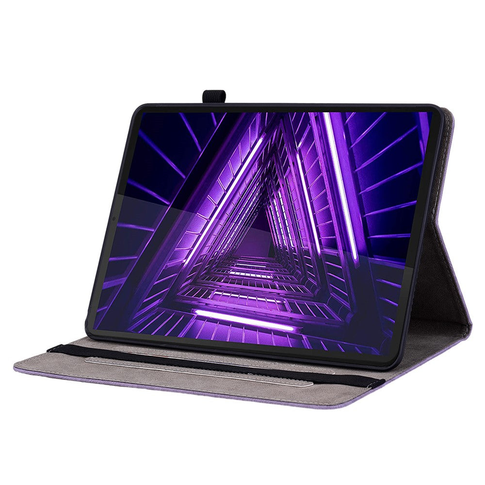 For Lenovo M10 Plus 10.3" TB-X606F / TB-X606X Shockproof Shell Imprinted Stand Cover PU Leather Case - Purple