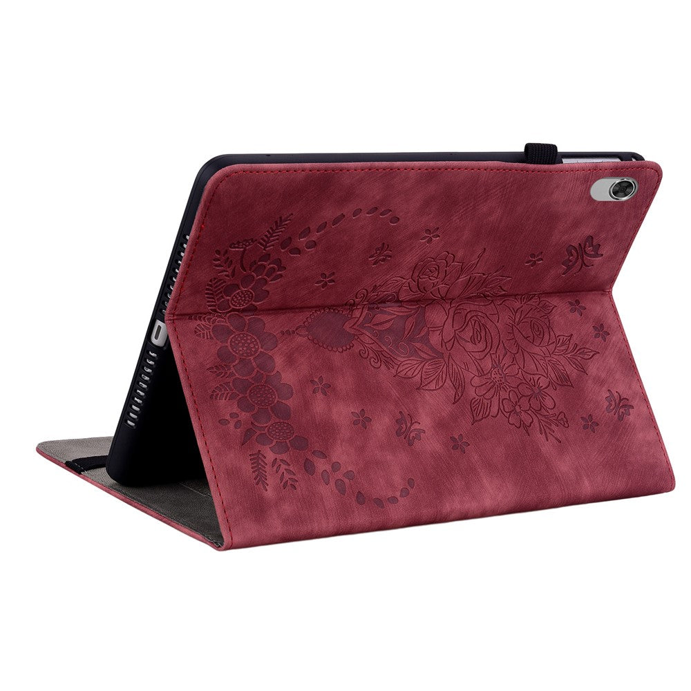 For Lenovo M10 Plus 10.3" TB-X606F / TB-X606X Shockproof Shell Imprinted Stand Cover PU Leather Case - Red