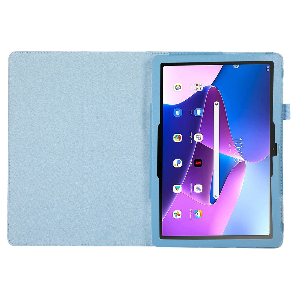 For Lenovo Tab M10 (Gen 3) Litchi Texture PU Leather Case Full Protection Stand Tablet Cover - Baby Blue
