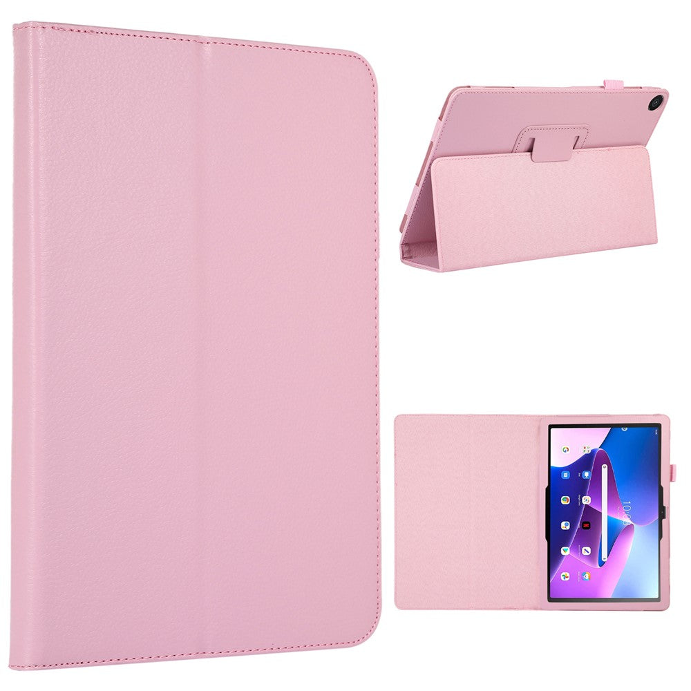 For Lenovo Tab M10 (Gen 3) Litchi Texture PU Leather Case Full Protection Stand Tablet Cover - Pink