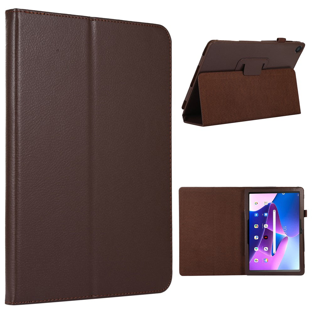 For Lenovo Tab M10 (Gen 3) Litchi Texture PU Leather Case Full Protection Stand Tablet Cover - Brown