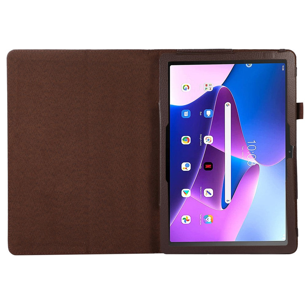 For Lenovo Tab M10 (Gen 3) Litchi Texture PU Leather Case Full Protection Stand Tablet Cover - Brown