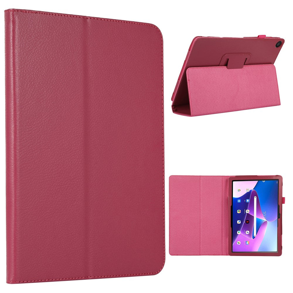 For Lenovo Tab M10 (Gen 3) Litchi Texture PU Leather Case Full Protection Stand Tablet Cover - Rose