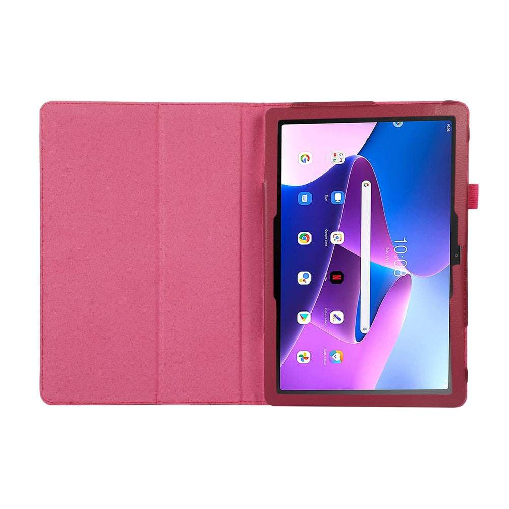 For Lenovo Tab M10 (Gen 3) Litchi Texture PU Leather Case Full Protection Stand Tablet Cover - Rose