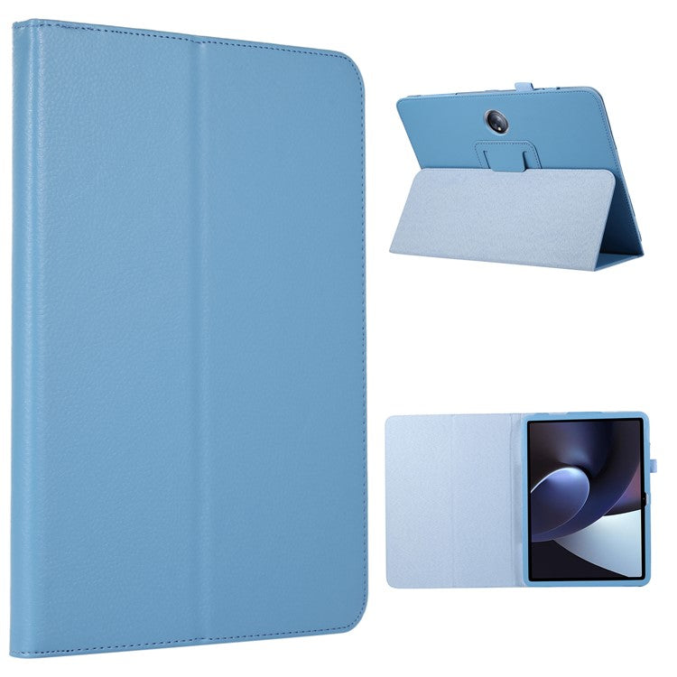 For OnePlus Pad PU Leather Tablet Case Litchi Texture Bi-fold Stand Tablet Cover - Baby Blue
