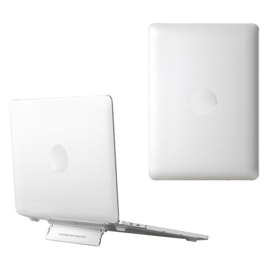 For MacBook Air 13 inch (2018) A1932 / (2020) / (2021) A2179 A2337 Laptop PC Protective Case Heat Dissipation Kickstand Cover - White