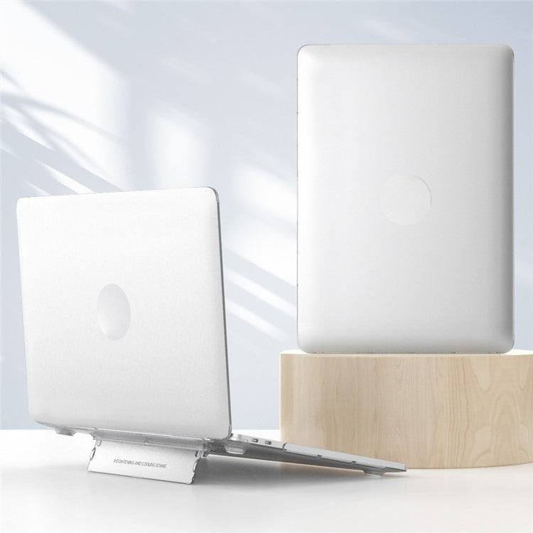 For MacBook Air 13 inch (2018) A1932 / (2020) / (2021) A2179 A2337 Laptop PC Protective Case Heat Dissipation Kickstand Cover - White