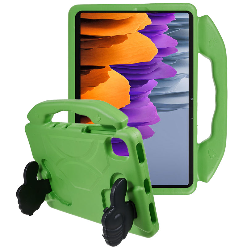 For Samsung Galaxy Tab S7 / S8 / S9 / S9 FE Tablet Case Handle Grip Thumb Kickstand EVA Tablet Cover - Green
