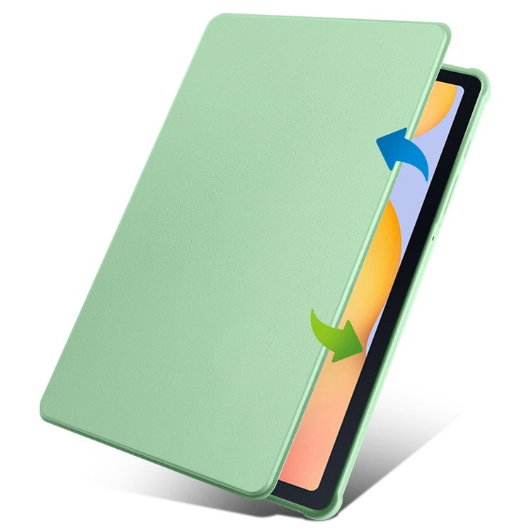 For Samsung Galaxy Tab S6 Lite (2024) / S6 Lite (2022) / S6 Lite (2020) Anti-Drop Tablet Case Stand PU Leather Acrylic Cover - Matcha Green