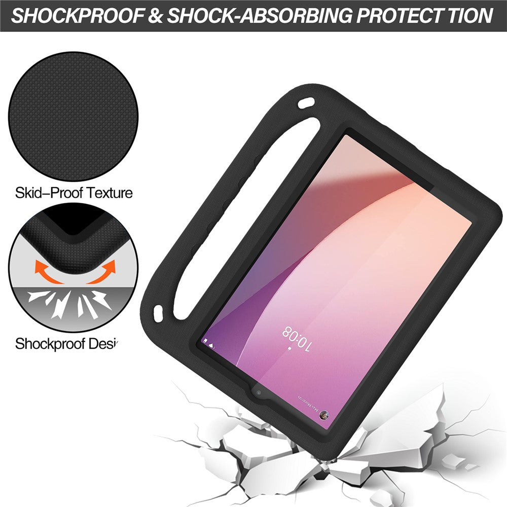 For Lenovo Tab M8 (4th Gen) 2024 TB-301XU / M8 (4th Gen) 2023 TB-300FU Hand Grip EVA Tablet Case Foldable Kickstand Tablet Cover - Black