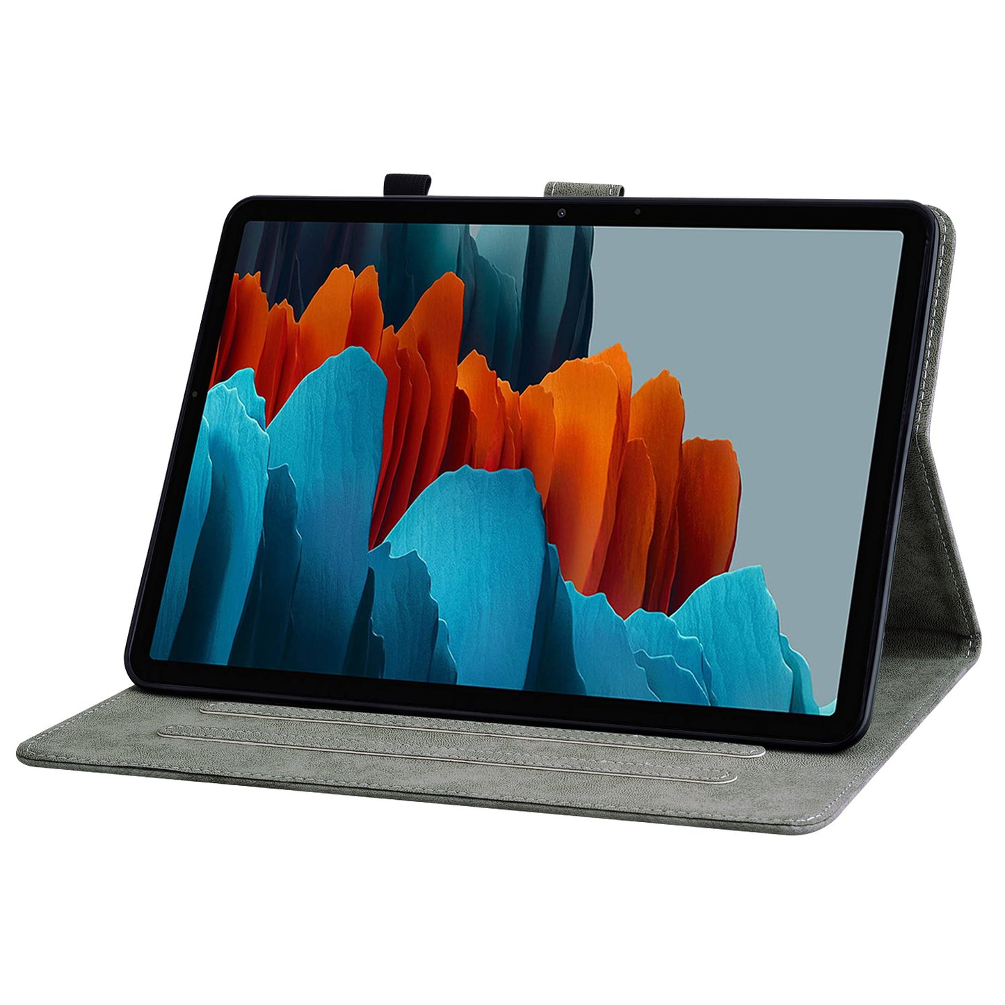 For Samsung Galaxy Tab S10 / S9 / S9 FE Stand Folio Tablet Case PU Leather Cute Tiger Pattern Cover with Card Holder - Green