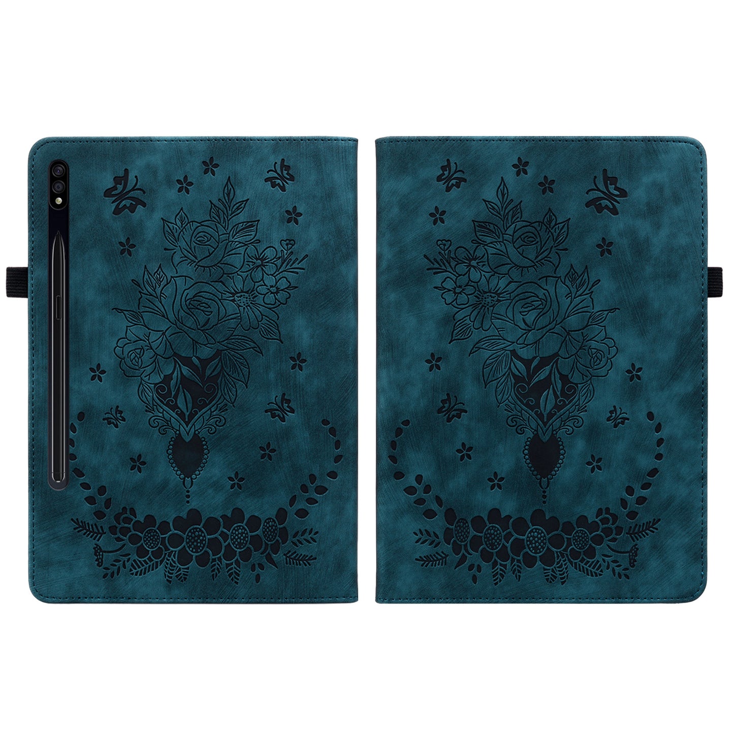 For Samsung Galaxy Tab S10 / S9 / S9 FE Stand Folio Case PU Leather Imprinted Cards Holder Tablet Cover - Blue