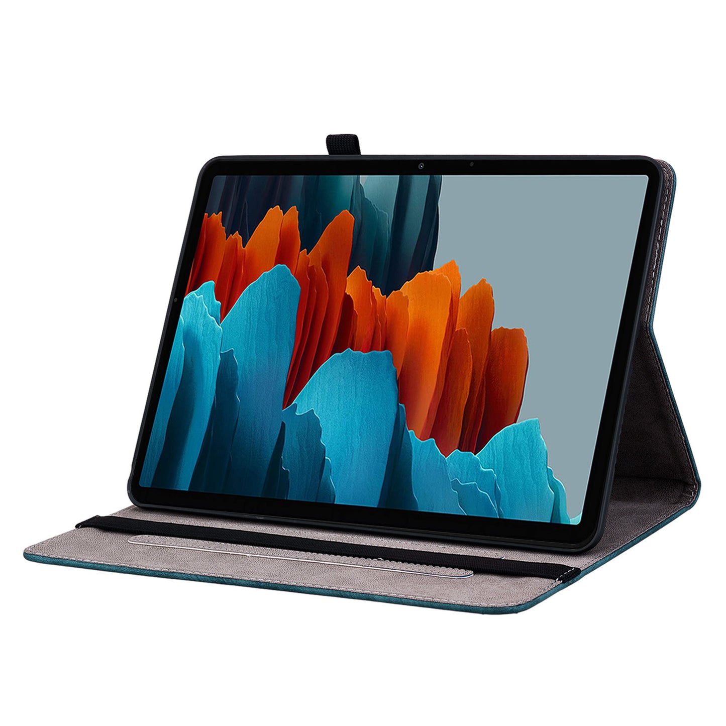 For Samsung Galaxy Tab S10 / S9 / S9 FE Stand Folio Case PU Leather Imprinted Cards Holder Tablet Cover - Blue