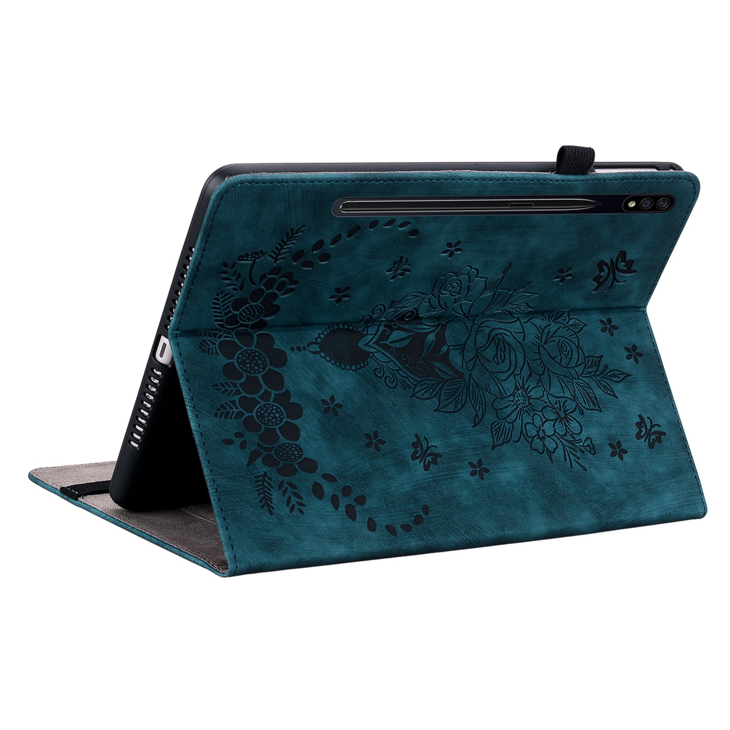 For Samsung Galaxy Tab S10 / S9 / S9 FE Stand Folio Case PU Leather Imprinted Cards Holder Tablet Cover - Blue