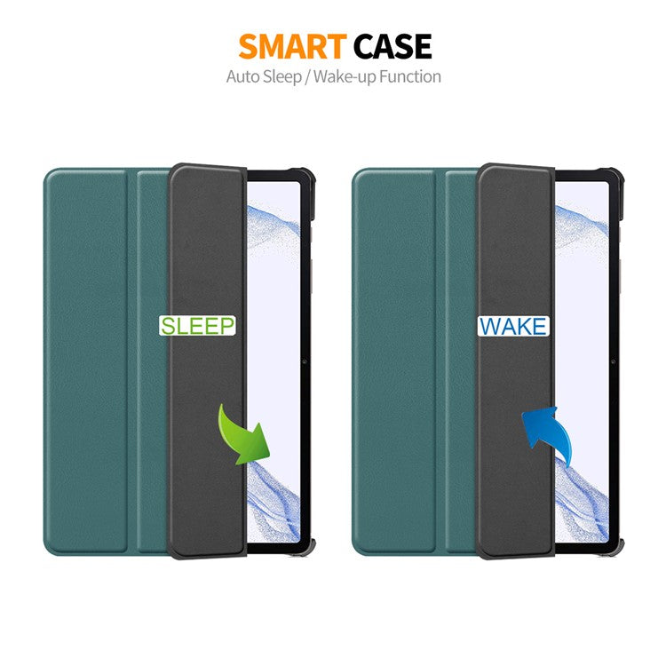 ENKAY HAT PRINCE Smart Tablet Case for Samsung Galaxy Tab S9 , PU Leather+PC Trifold Stand Protective Cover - Dark Blue