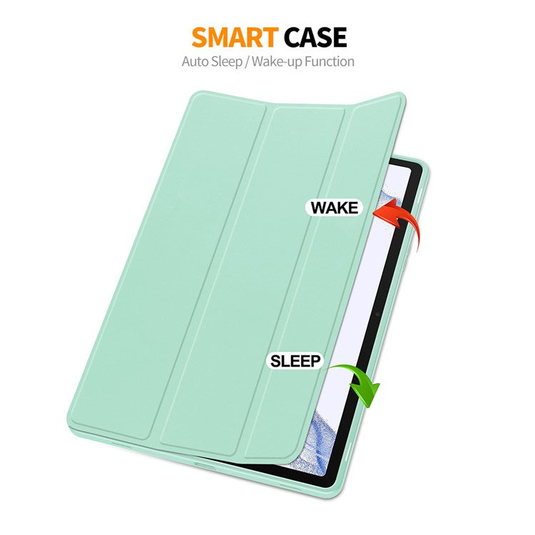 ENKAY HAT PRINCE For Samsung Galaxy Tab S9 Tri-fold Stand Tablet Case PU Leather + TPU Smart Cover with Pencil Holder - Light Green