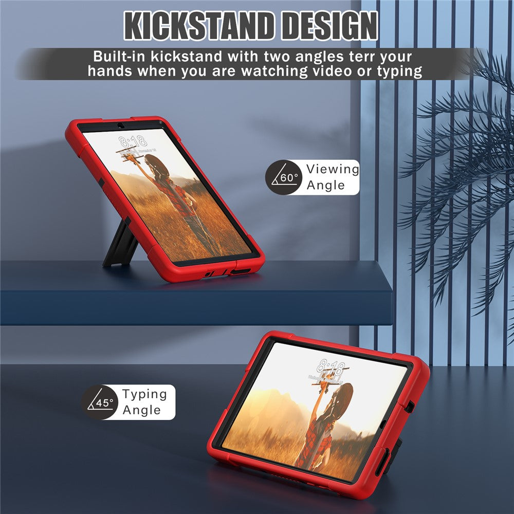 For Lenovo Tab M8 (4th Gen) 2024 TB-301XU / M8 (4th Gen) 2023 TB-300FU Tablet Case Robot Style Silicone + PC Kickstand Cover - Red / Black